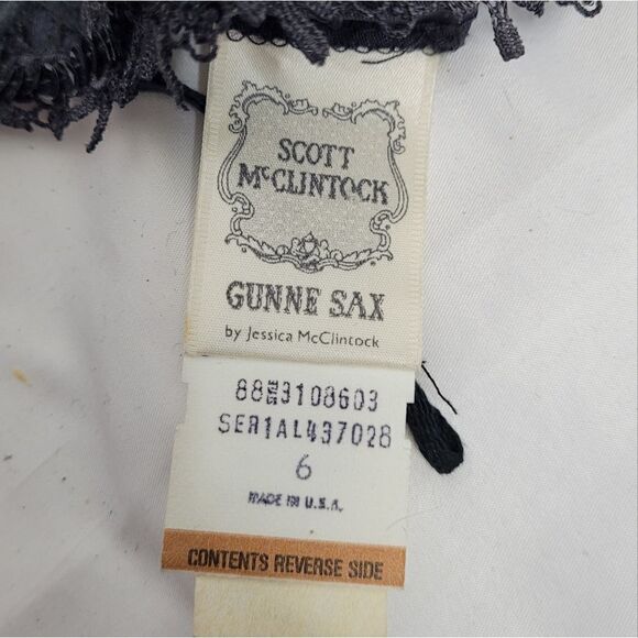 VINTAGE 80s Gunne Sax dress black sequined lace fit and flare formal XS - Picture 5 of 15
